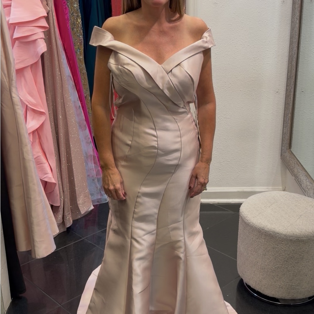 Elegant Off-Shoulder Cream Evening Gown